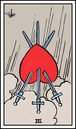 Three of swords tarot card reversed