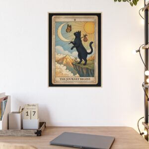 Cat Tarot Card - 'The Journey Begins' | Stylish Framed Poster