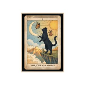 Cat Tarot Card - 'The Journey Begins' | Stylish Framed Poster