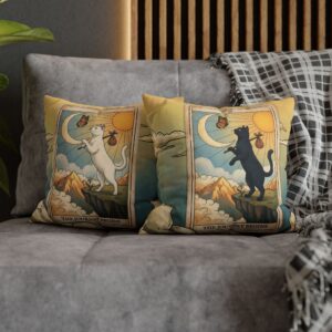 Tarot Cat Throw Pillowcase — "The Journey Begins" The Fool Tarot Decorative Cushion Cover