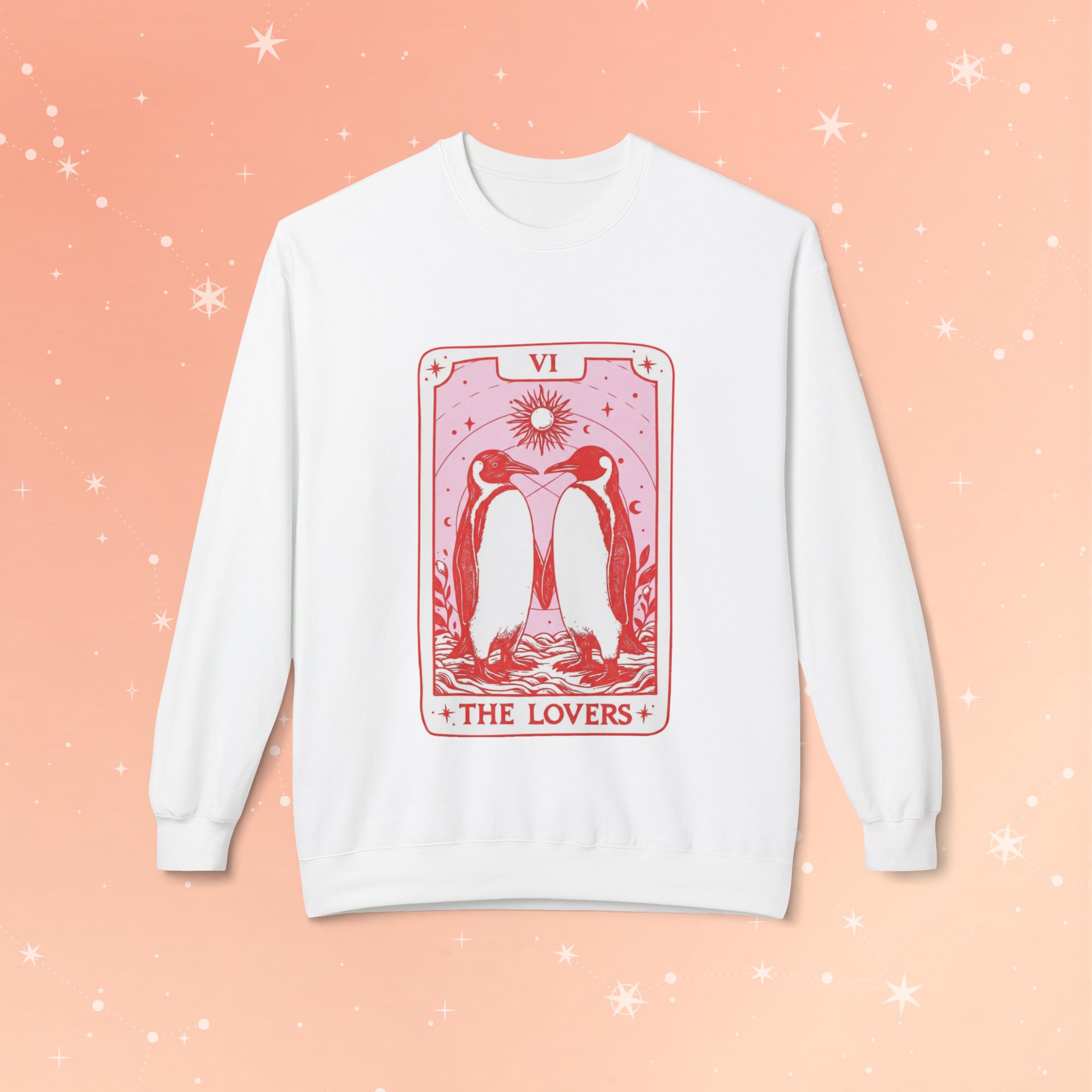 The Lovers Tarot Sweatshirt — Pink Penguin Tarot Crewneck