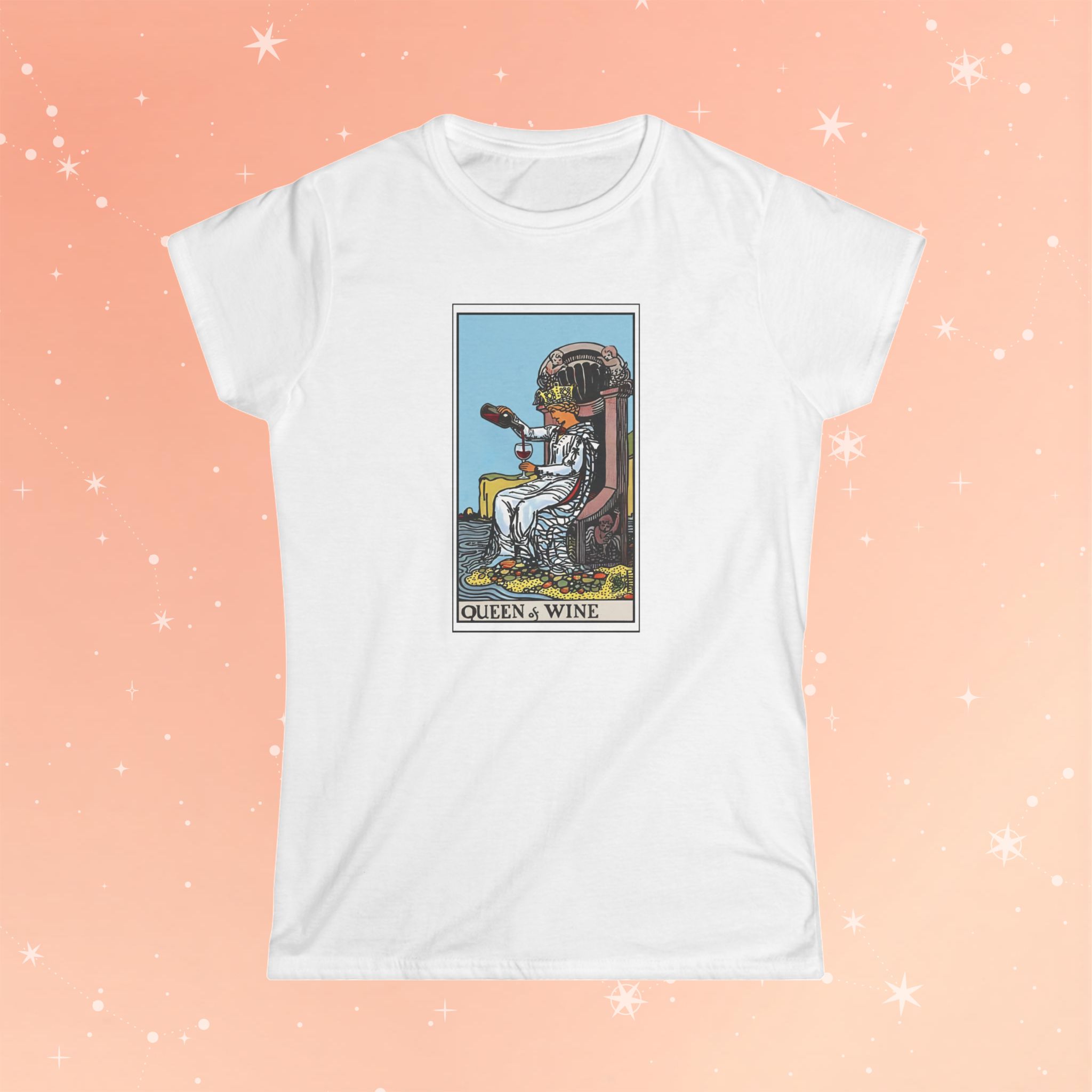 Queen of Wine Tarot Card Tee — Tarot Inspired Women’s Cotton T-Shirt