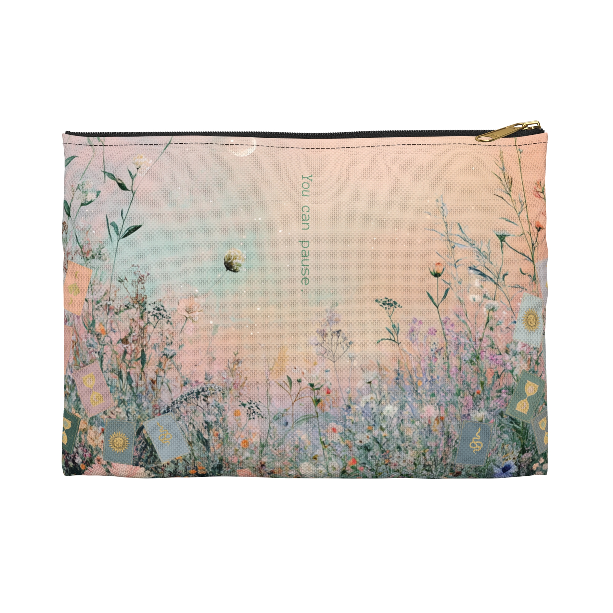 Evening Floral Accessory Pouch — “You Can Pause” Cosmetic Bag