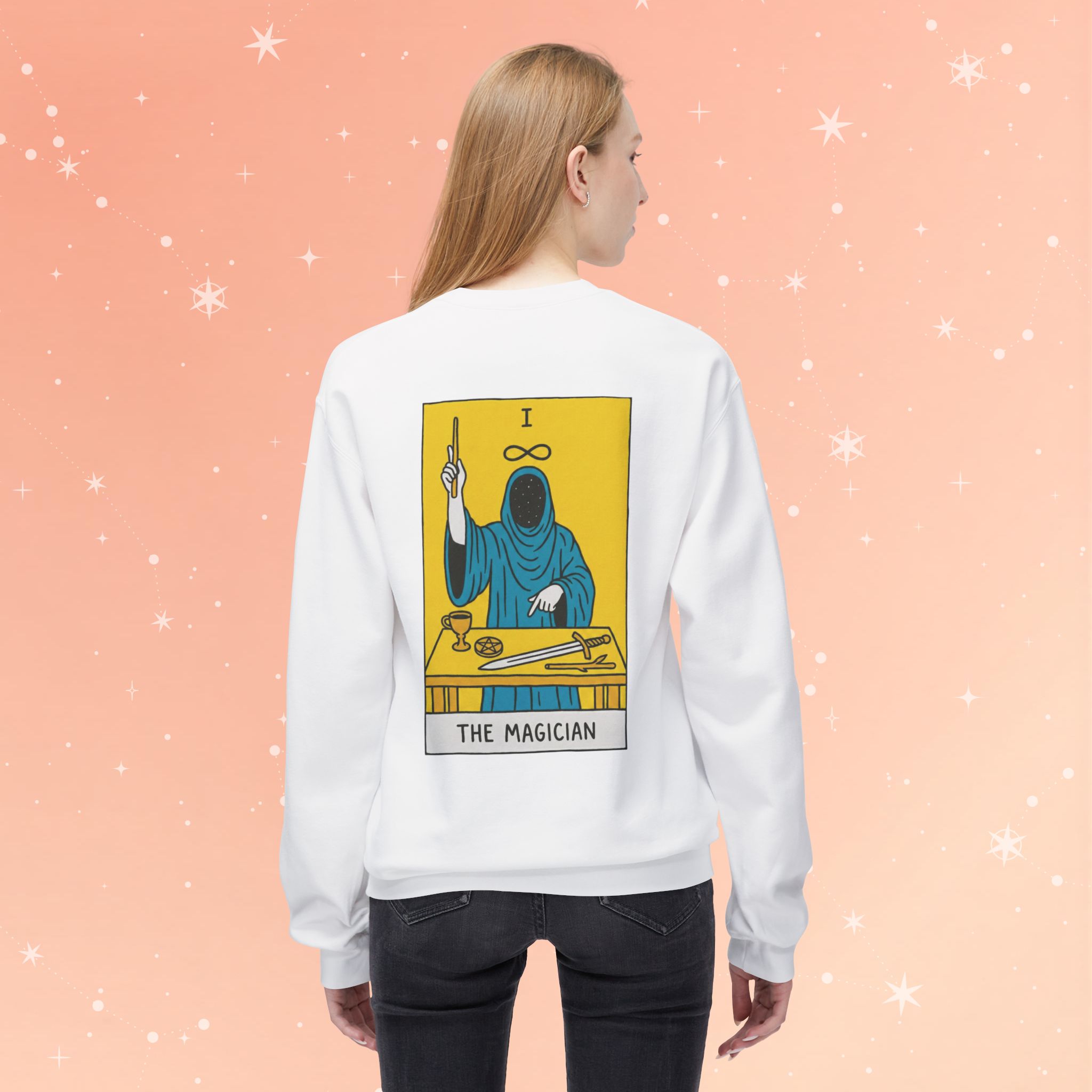 Tarot The Magician Crewneck Sweatshirt — Mystical Tarot Card Graphic